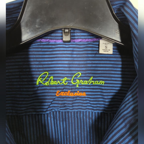 Robert Graham Exclusive Designer Mens Striped Button Up Long Sleeve Blue Size S - Picture 3 of 8